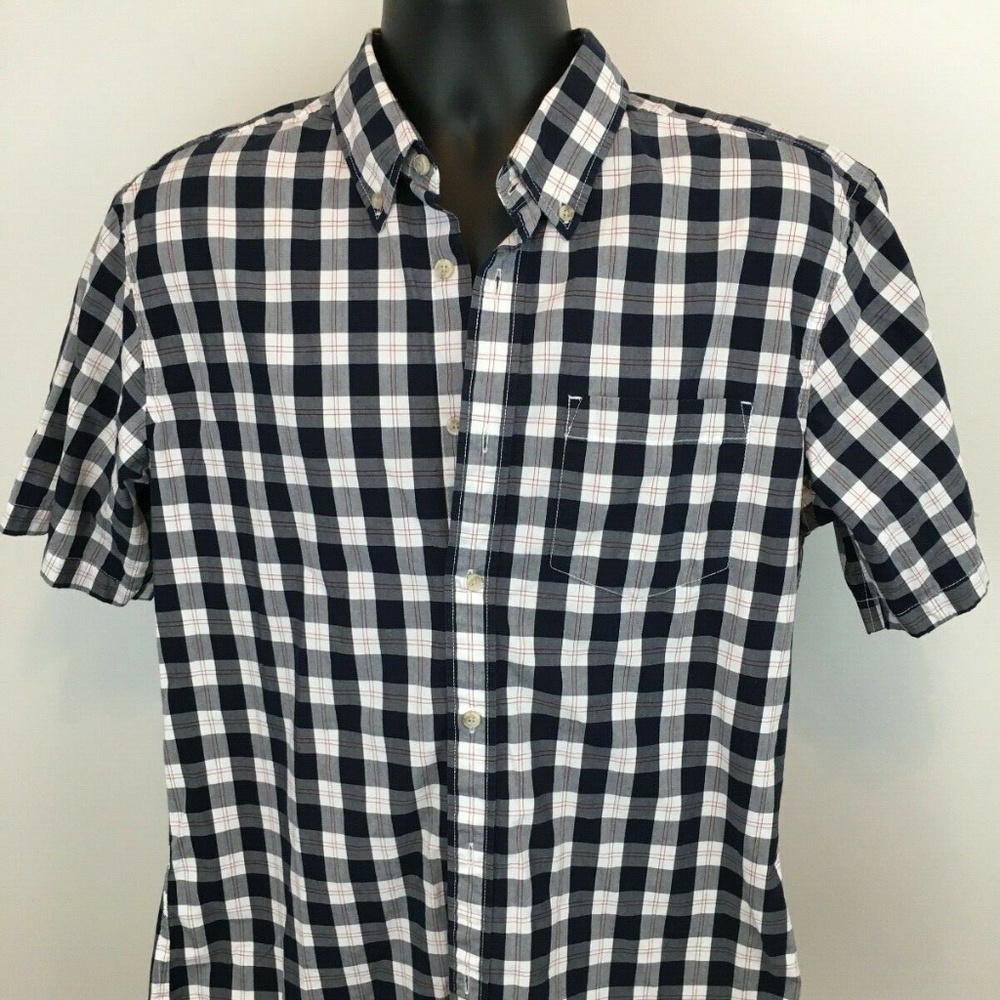 Eddie Bauer Men's Classic Fit Blue/White Shirt Med
